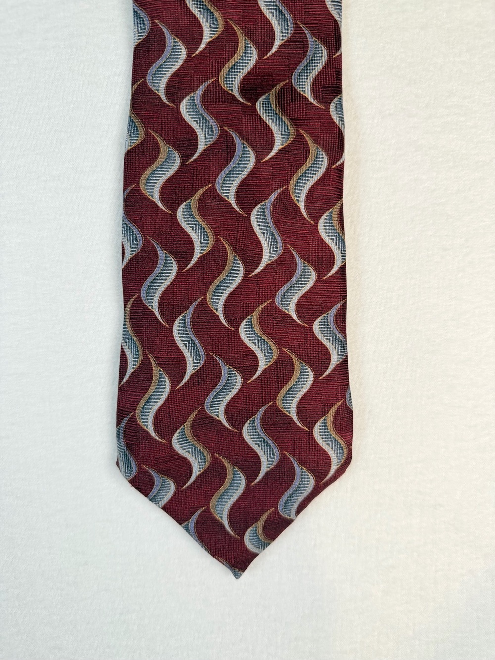 von furstenberg Extra Long Silk Tie Maroon Burgundy Geometric 63.5" XL
